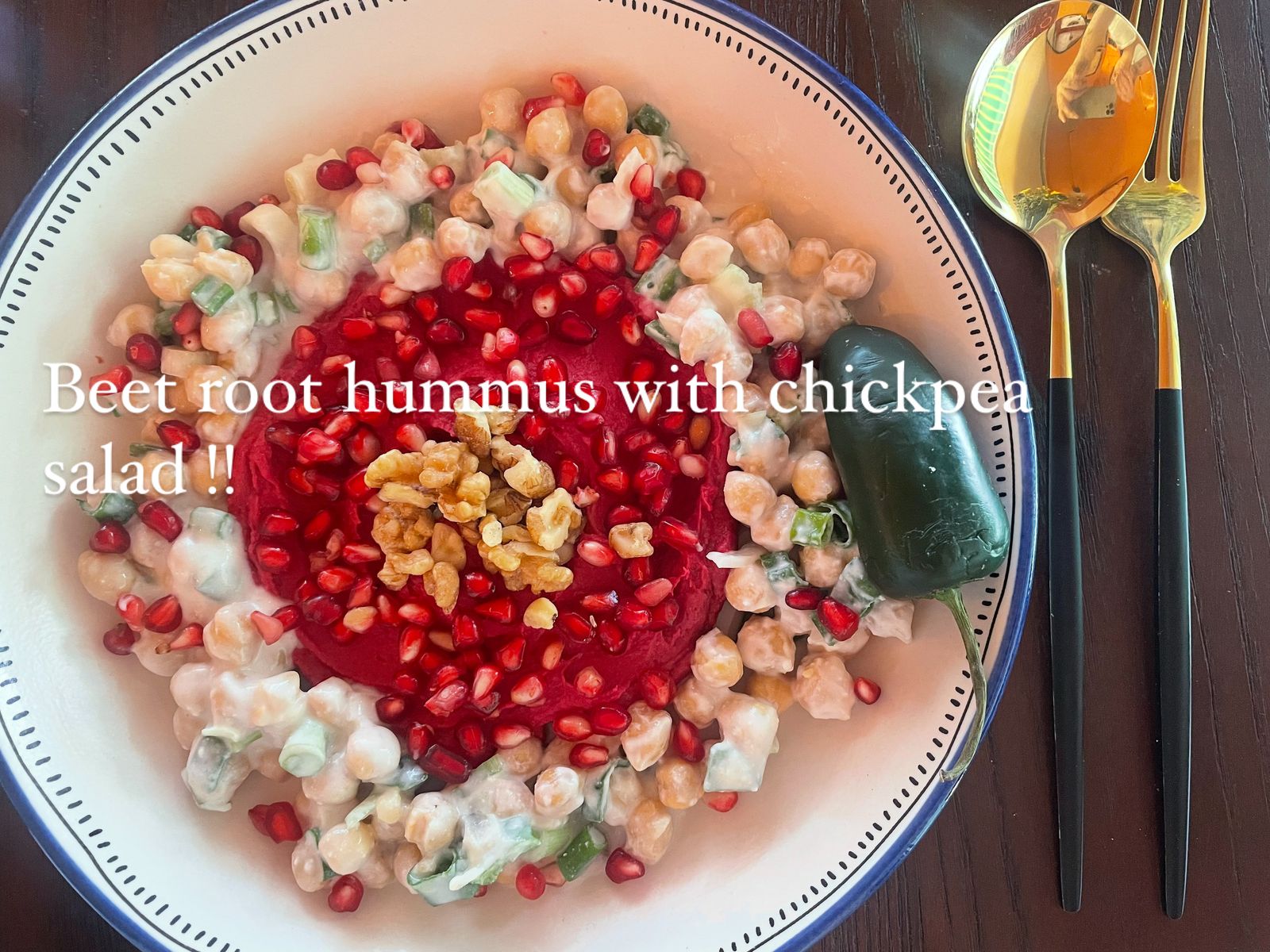 Beet Root Hummus with Chickpea Salad